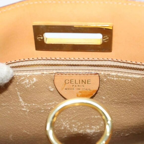 CELINE Macadam Canvas Hand Bag PVC Leather Brown AutH - Picture 6 of 15